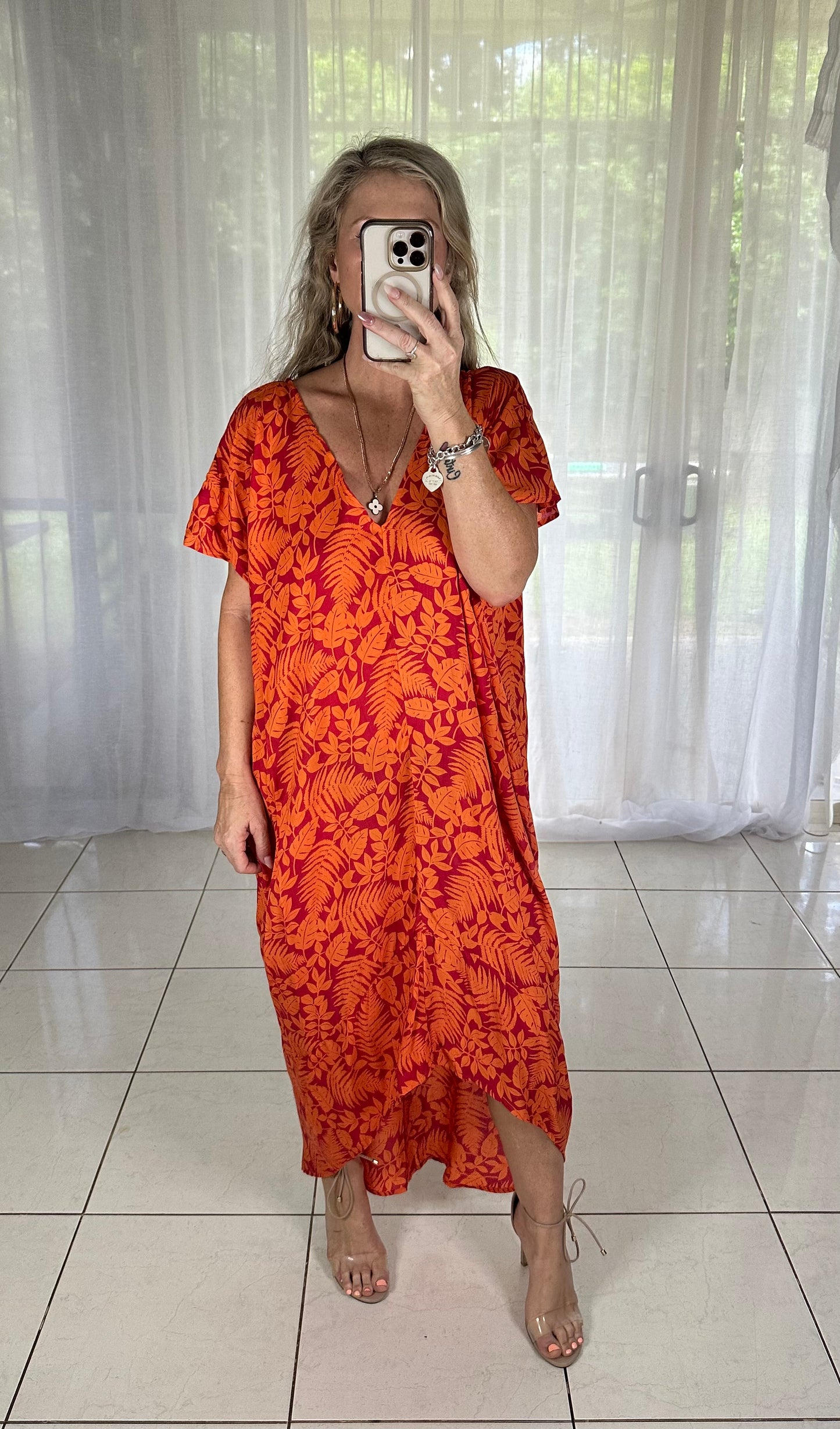 Tilly Maxi - Coral + Red