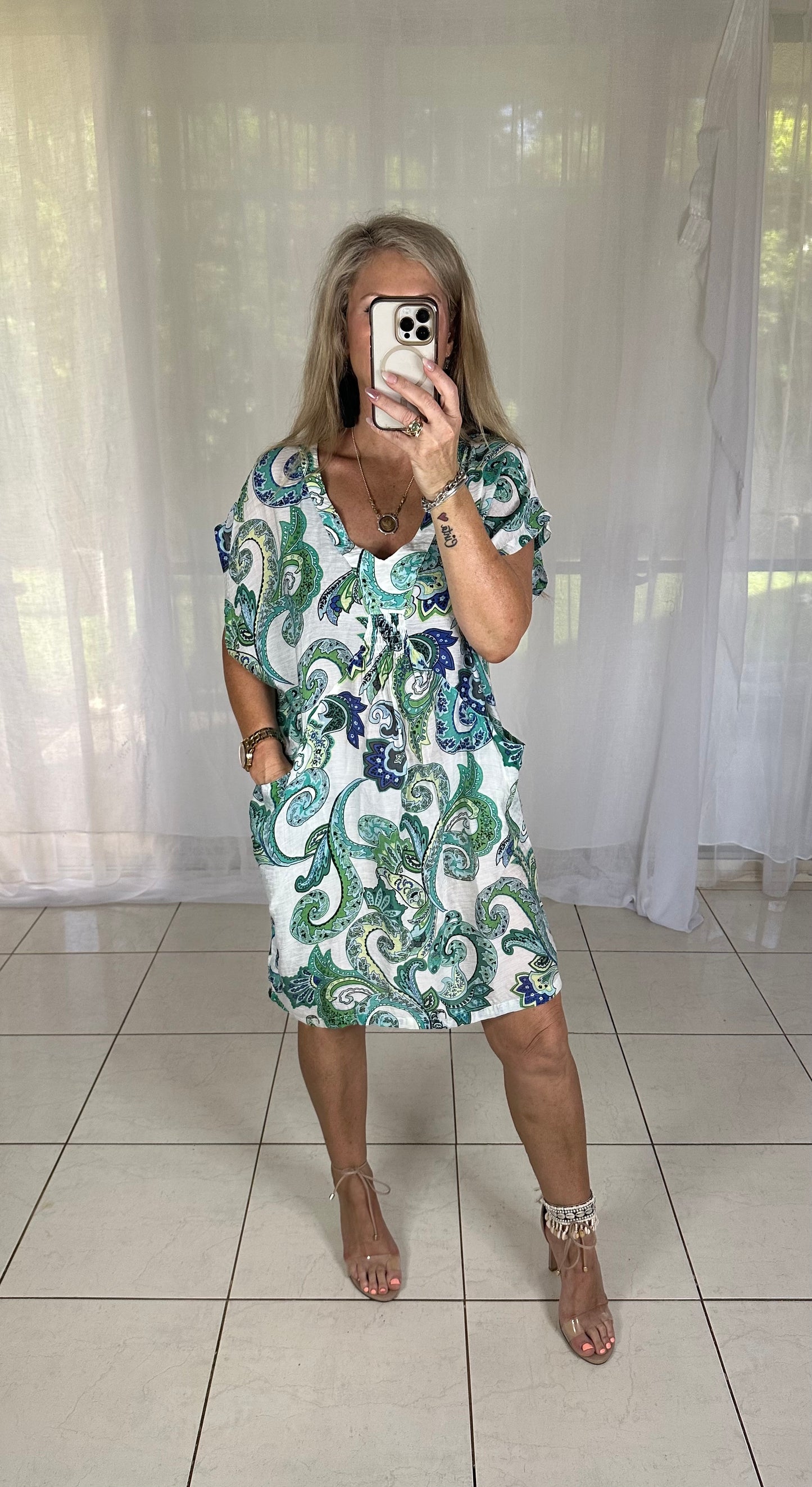 Shift Dress with pockets - Green