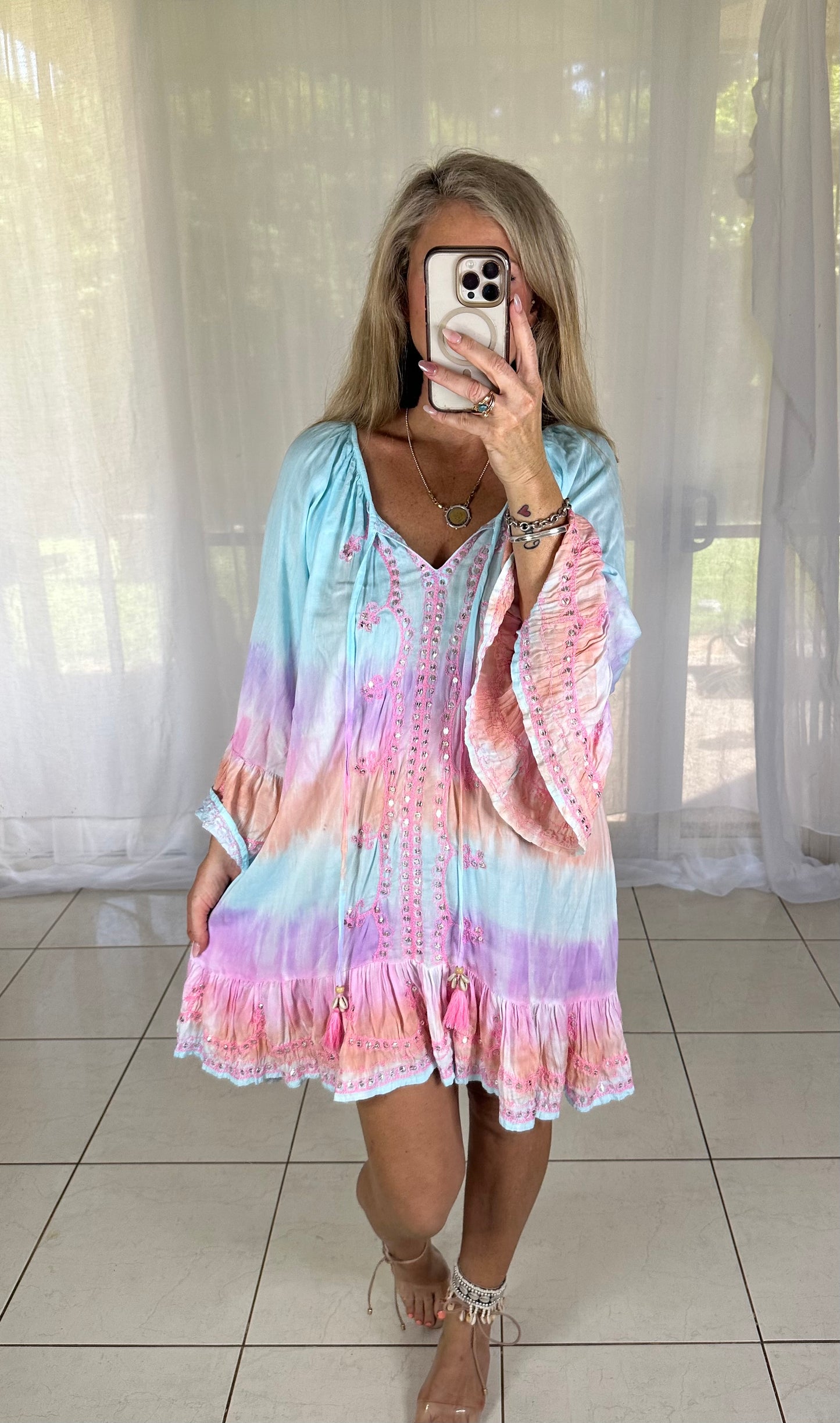 Sequin Dress - Candy Pink Tie Dye