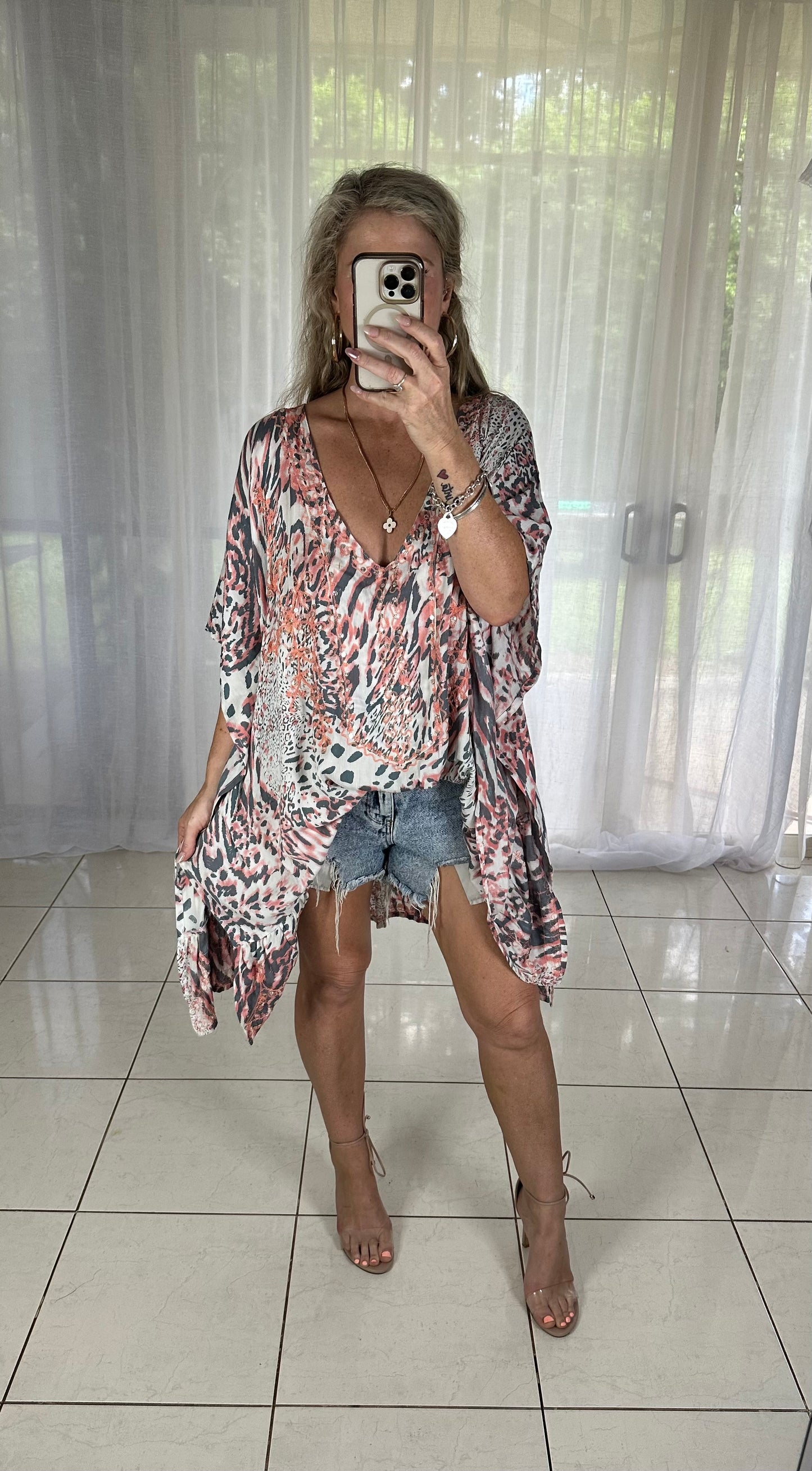 Kaftan Short Sequins - Pink Leopard Fits 10-16