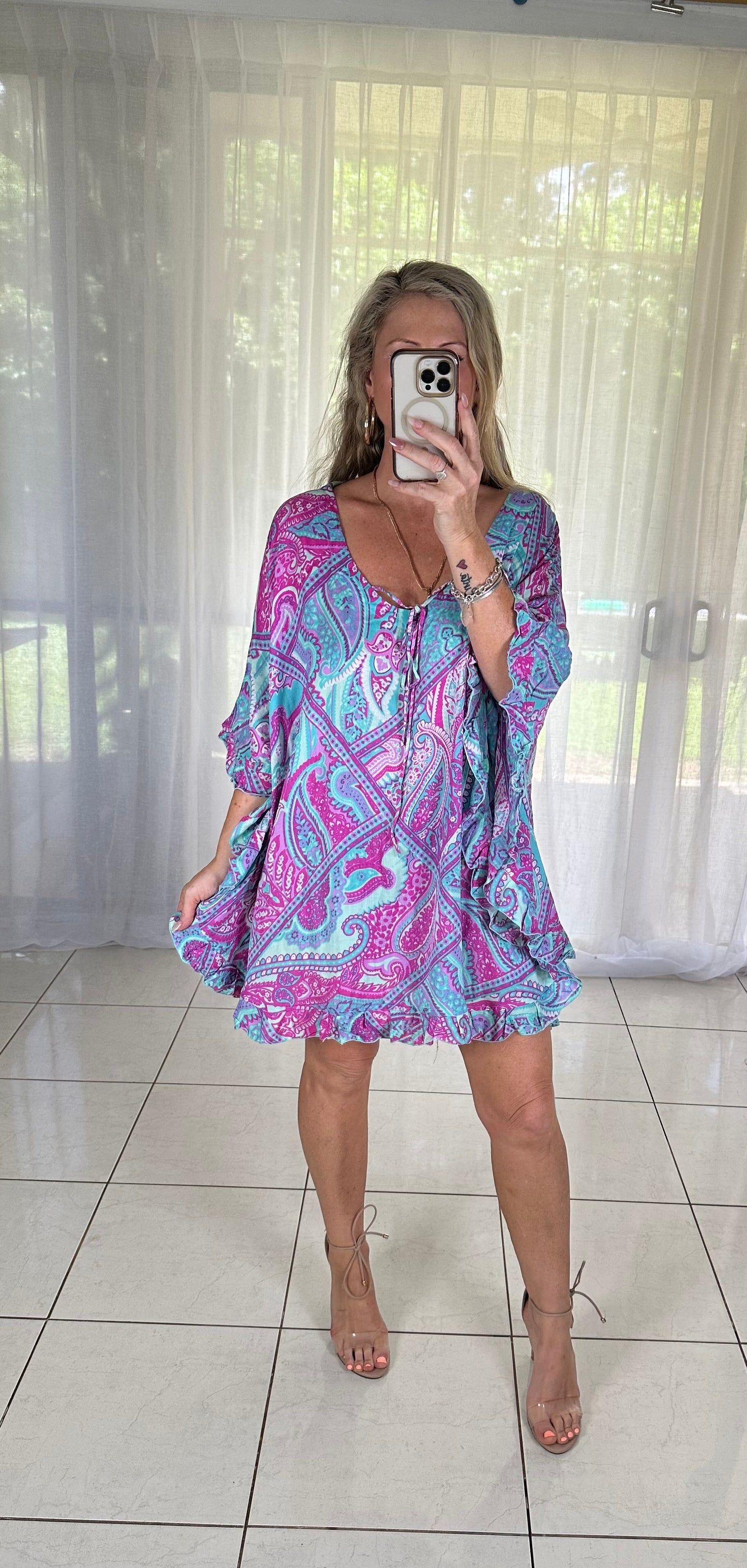 Kaftan Short - Pink + Blue