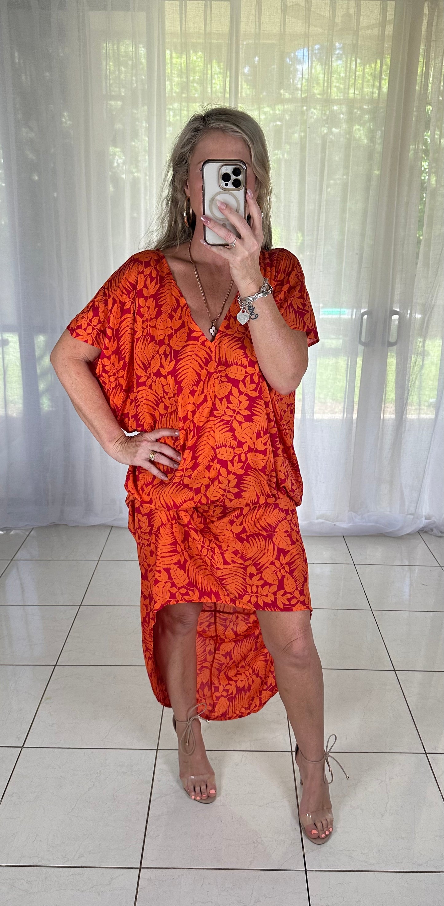 Tilly Maxi - Coral + Red