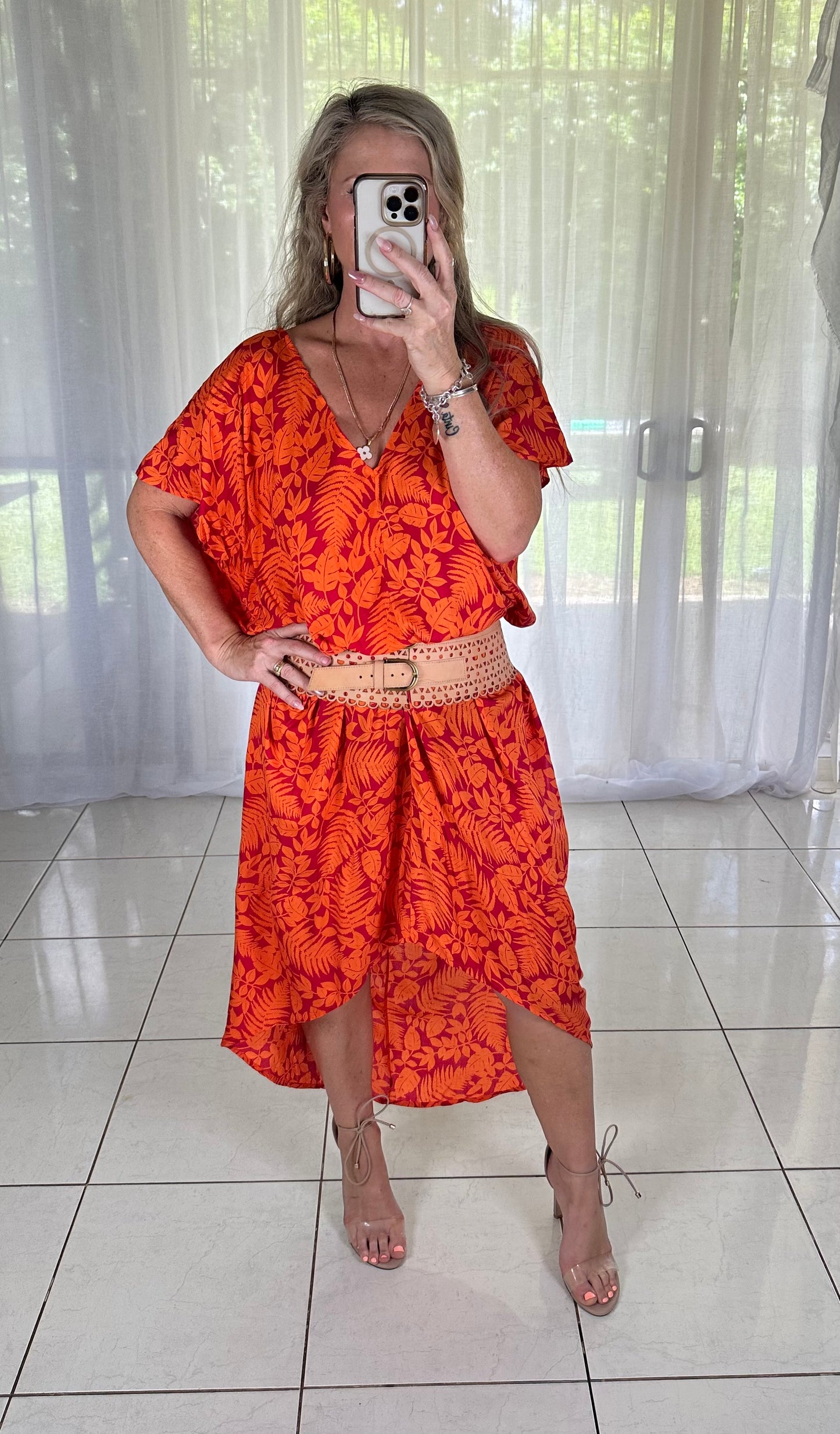 Tilly Maxi - Coral + Red