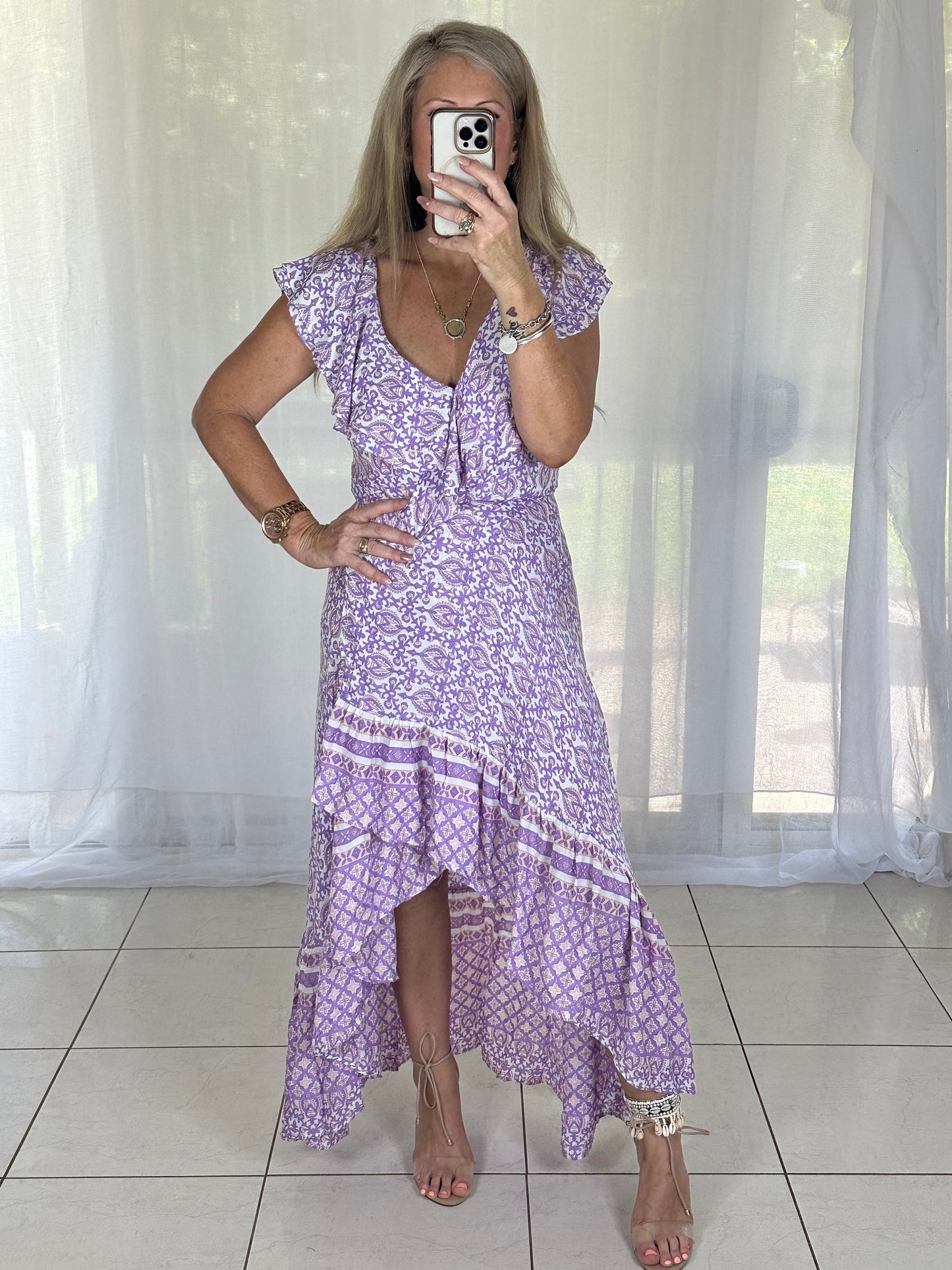 Ella Flutter Sleeve Wrap - Mauve 10-12