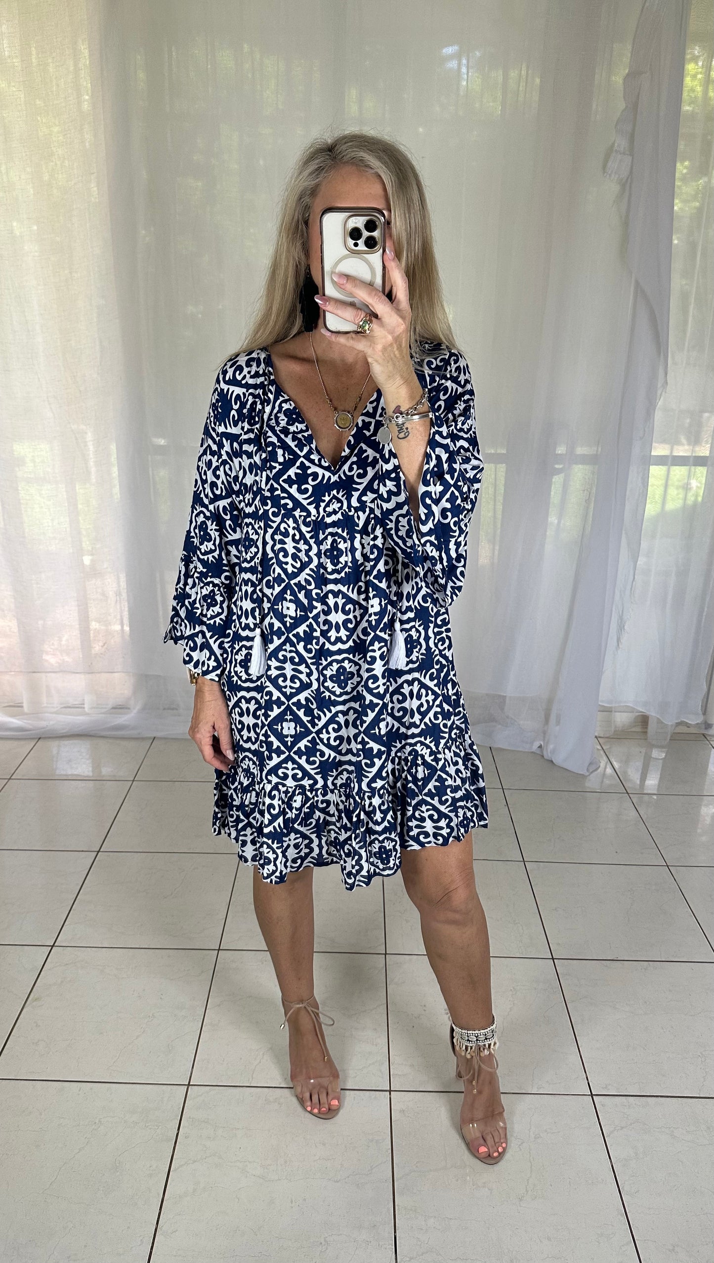 Millie - Navy + White (white tassels)