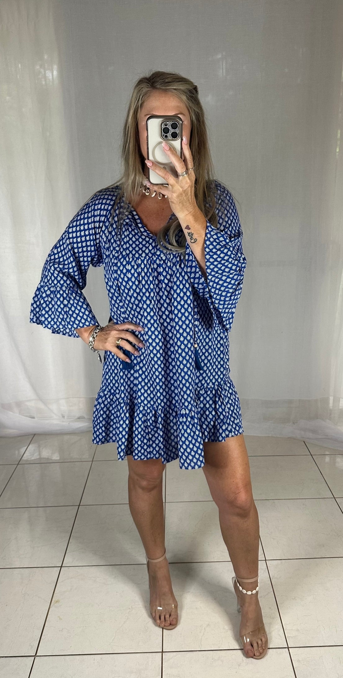 Millie - Blue + White speckled