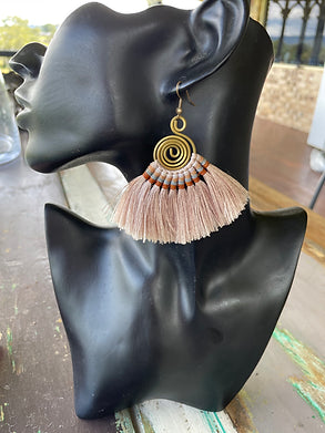 Fan Tassel Earring - Natural (Better Quality)