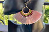 Fan Tassel Earrings - Pink