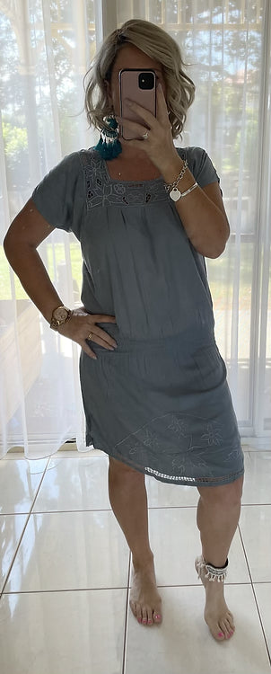 Cutout Mini Dress - Blue/Grey
