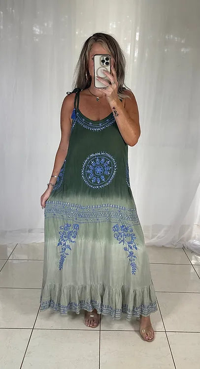 Sequin Maxi Dress - Khaki