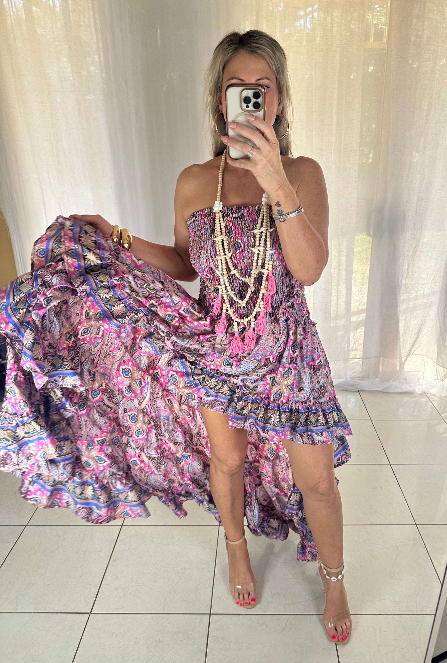 Blossom High Lo Ruffle Dress - Pinky Promise