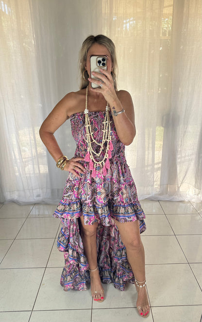 Blossom High Lo Ruffle Dress - Pinky Promise