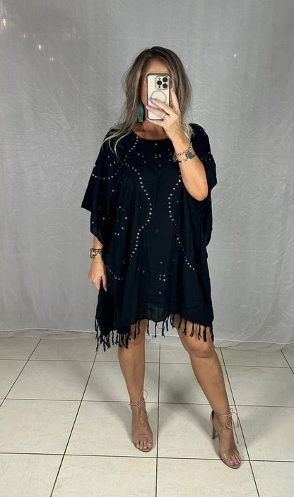 Kaftan Short Sequins - Black Tassels