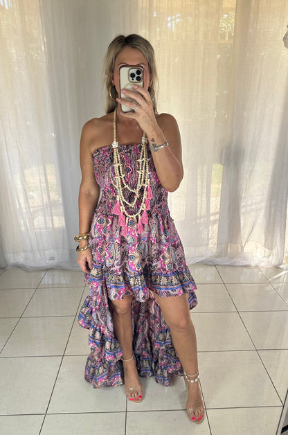 Blossom High Lo Ruffle Dress - Pinky Promise