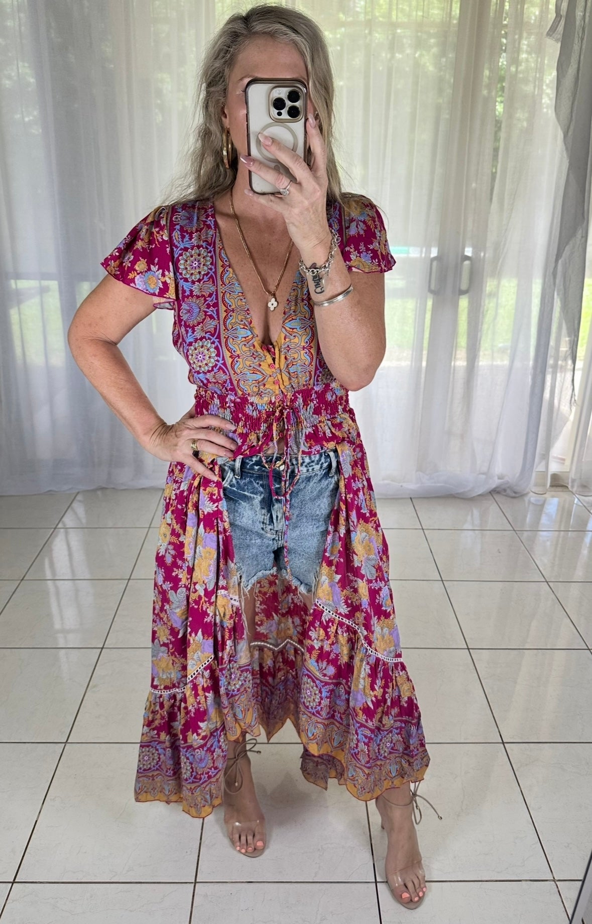 Iesha Dress - Red + Yellow Floral