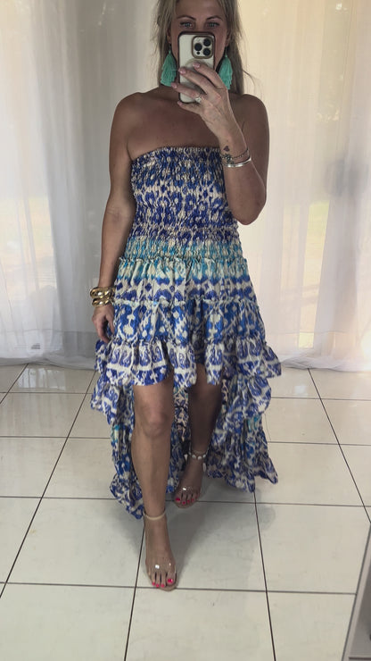 Blossom High Lo Ruffle Dress - Blue Sky